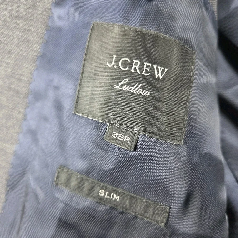 J.Crew Ludlow Blazer Mens 36R Gray Tollegno 1900 Italian Wool Stretch